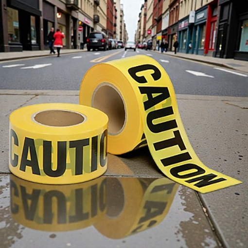 Picture of KL & LING WARNING/CAUTION TAPE 3" X 300M YELLOW/BLACK KICT300M