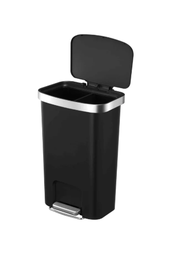 Picture of Hana Plastic 35L Black Trash Bin with Foot Pedal and Nano Anti-Bacterial Finish