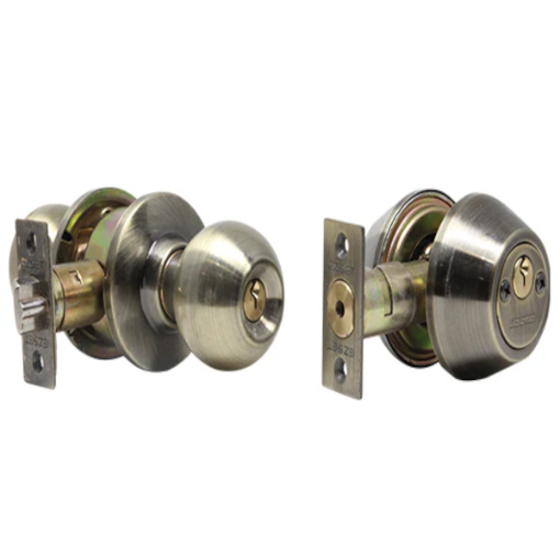 Picture of EZSET  BALA COMBO SET KNOBSET & DOUBLE CYLINDER DEADBOLT ANTIQUE BRASS EZ310CBBAUS5