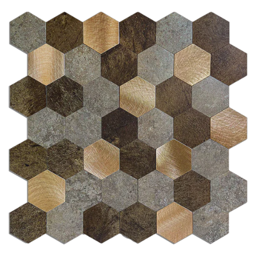Picture of HOMER HONEYCOMB BROWN GOLD SELF ADHESIVE WALL TILES 10 PACK PEEL AND STICK BACKSPLASH HOMS3022B