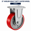 Picture of 8 Inches Harlem heavy duty  Industrial PU Rubber caster wheel  Fixed, Swivel , Castor Wheel with Dual Lock Brake
