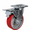 Picture of 5 Inches Harlem heavy duty  Industrial PU Rubber caster wheel  Fixed, Swivel , Castor Wheel with Dual Lock Brake