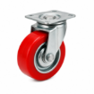 Picture of 4" Heavy-Duty Swivel Caster Wheel with Brake (Red PU Wheel),  Swivel with Lock and W/o Lock