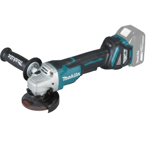 Picture of Makita 18V LXT BL AWS ADT AFT XPT Cordless Angle Grinder, Variable Speed, Anti-Restart Function, Electric Brake, Paddle Switch, DGA418Z